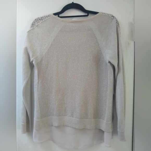 Lucky Brand Women's Platinum Silvery Sparkle Layered Sweater Small - Picture 7 of 9